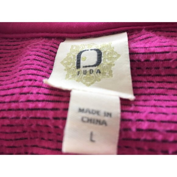 Fuda 1/4 Zip Pullover Womens Size Large L Pink Fleece Long Sleeve Waffle - Picture 7 of 8